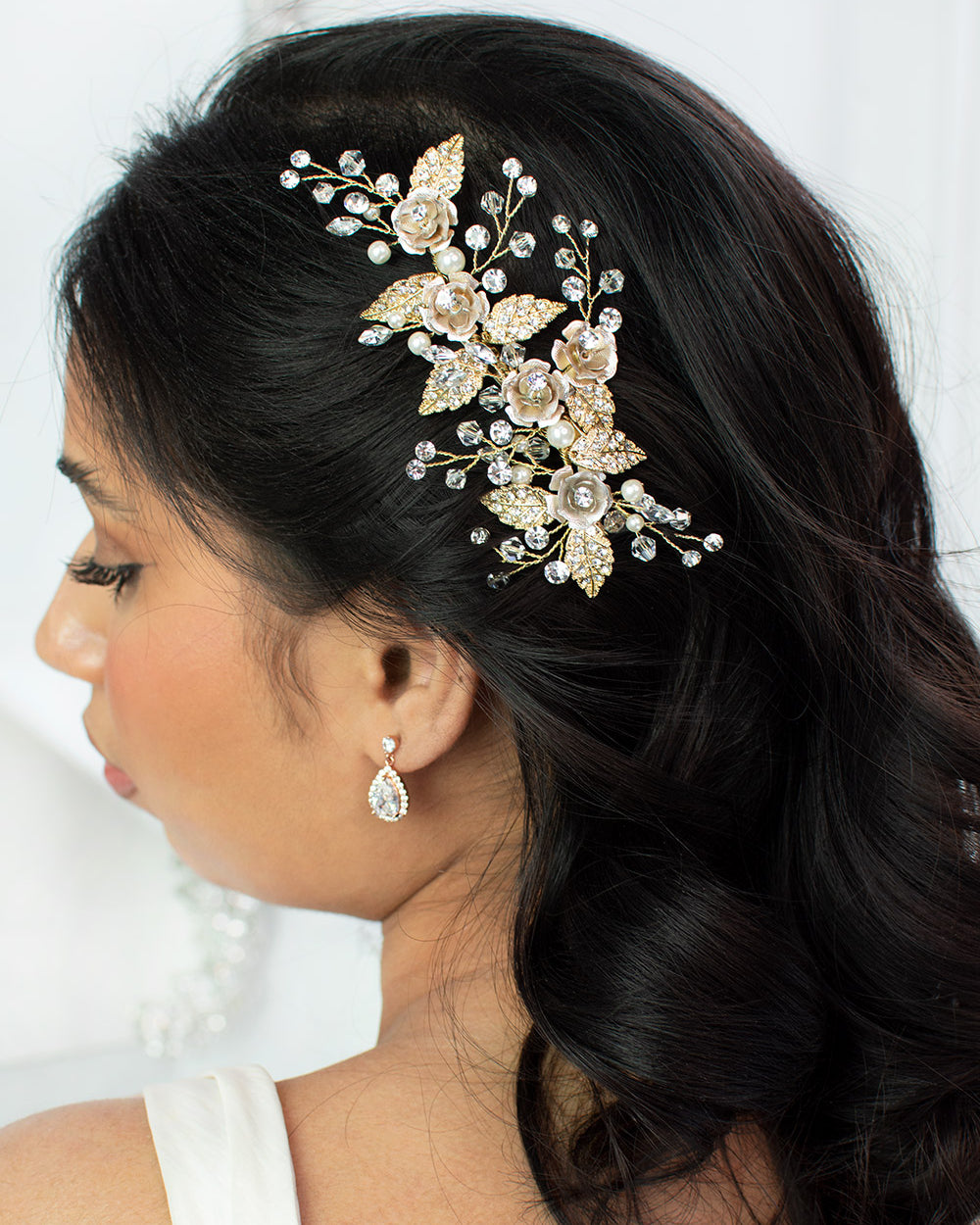 Clarissa pale gold bridal comb — alternate view 2