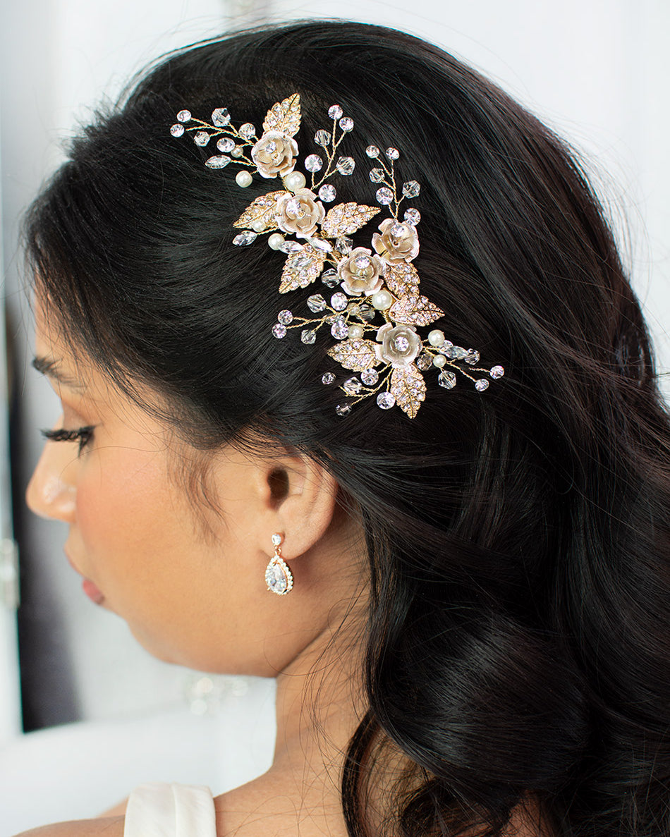 Clarissa pale gold bridal comb by Windsor Bridal Jewellery