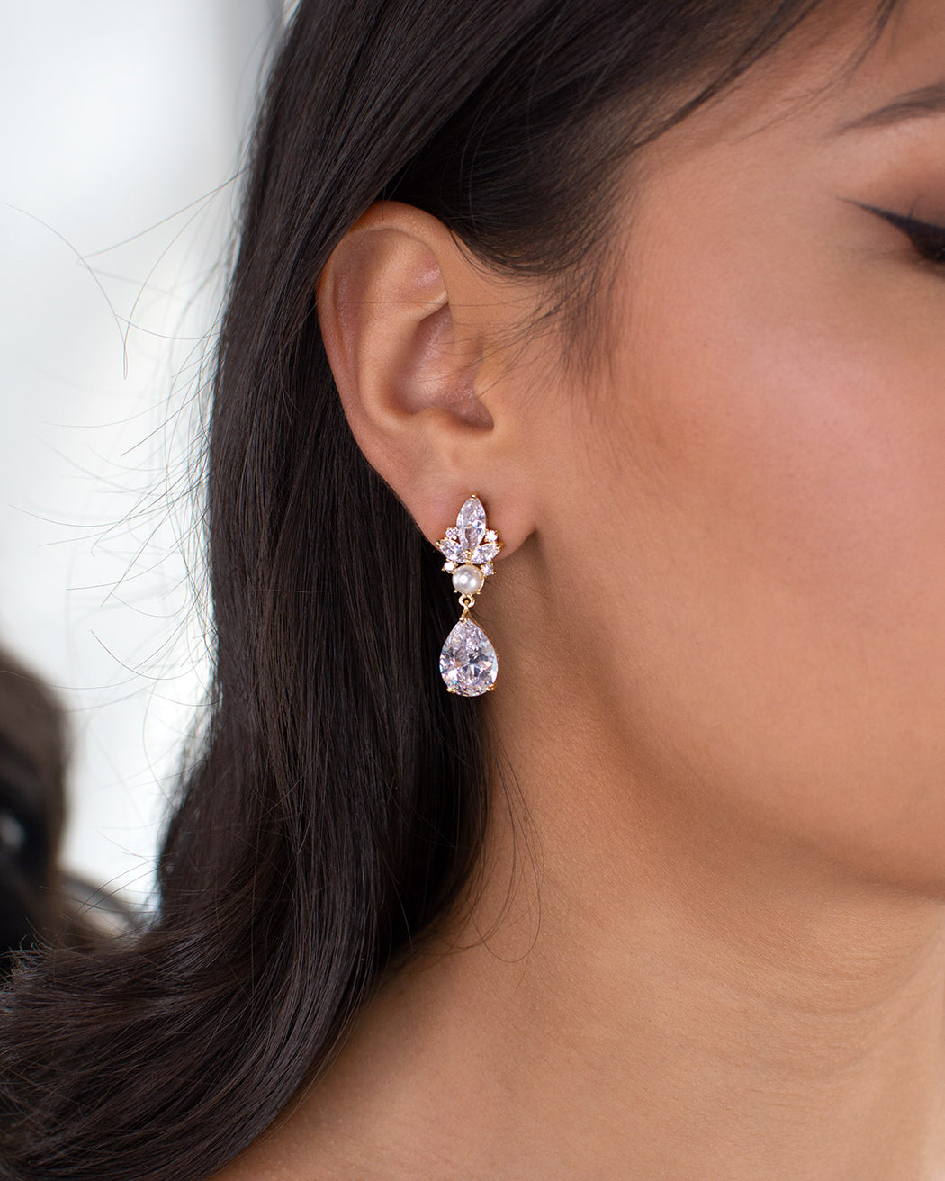 Elsa Gold earrings by Windsor Bridal Jewellery