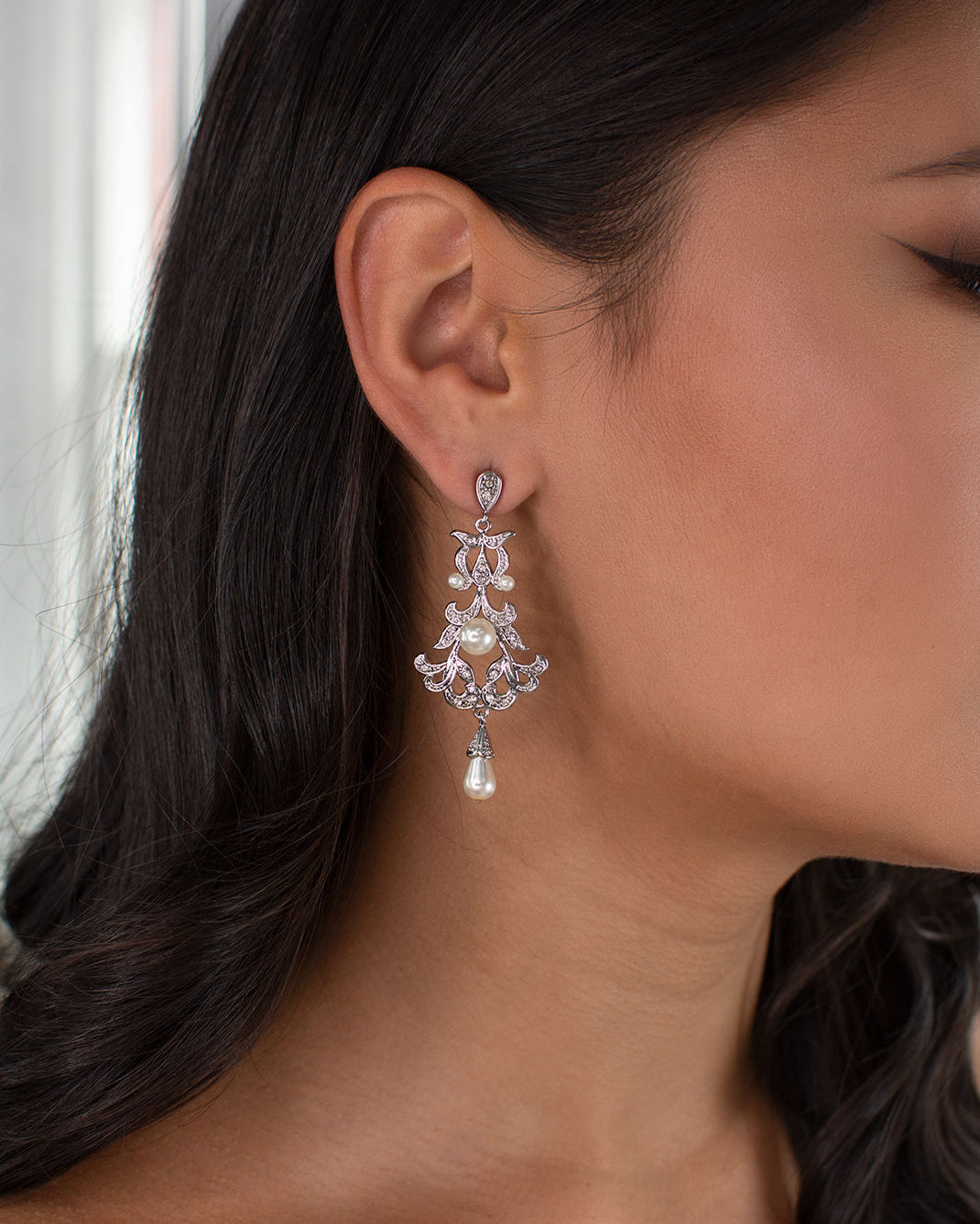 Eileen Silver earrings by Windsor Bridal Jewellery
