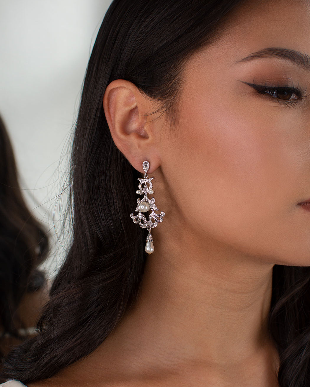 Eileen Silver bridal earrings — alternate view 2