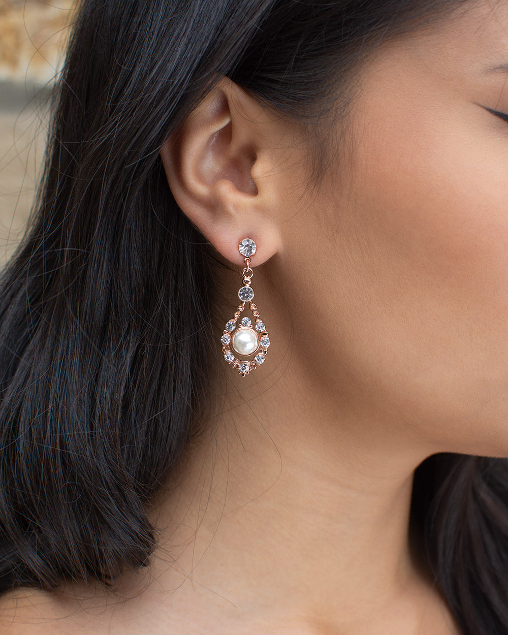 Nova Rose Gold earrings by Windsor Bridal Jewellery