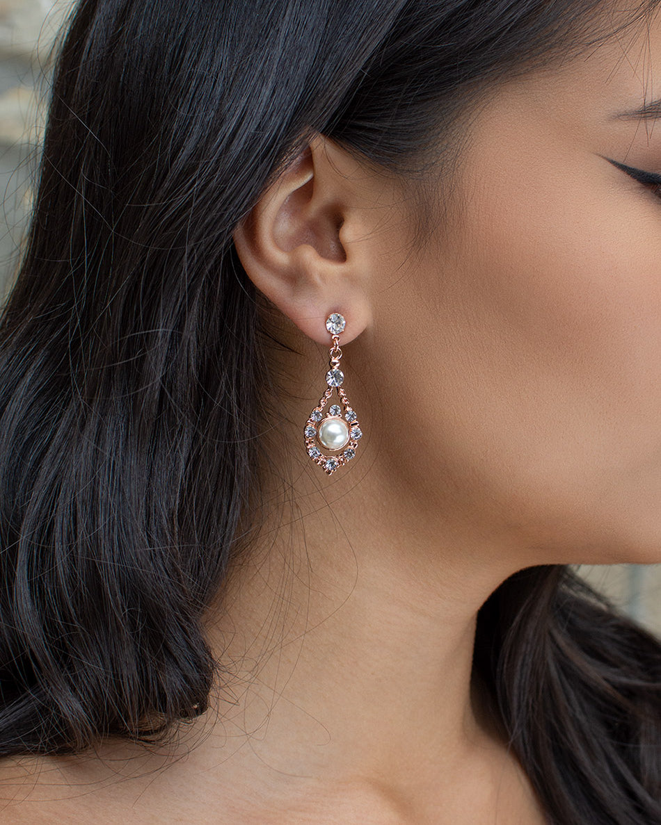 Nova Rose Gold bridal earrings — alternate view 2