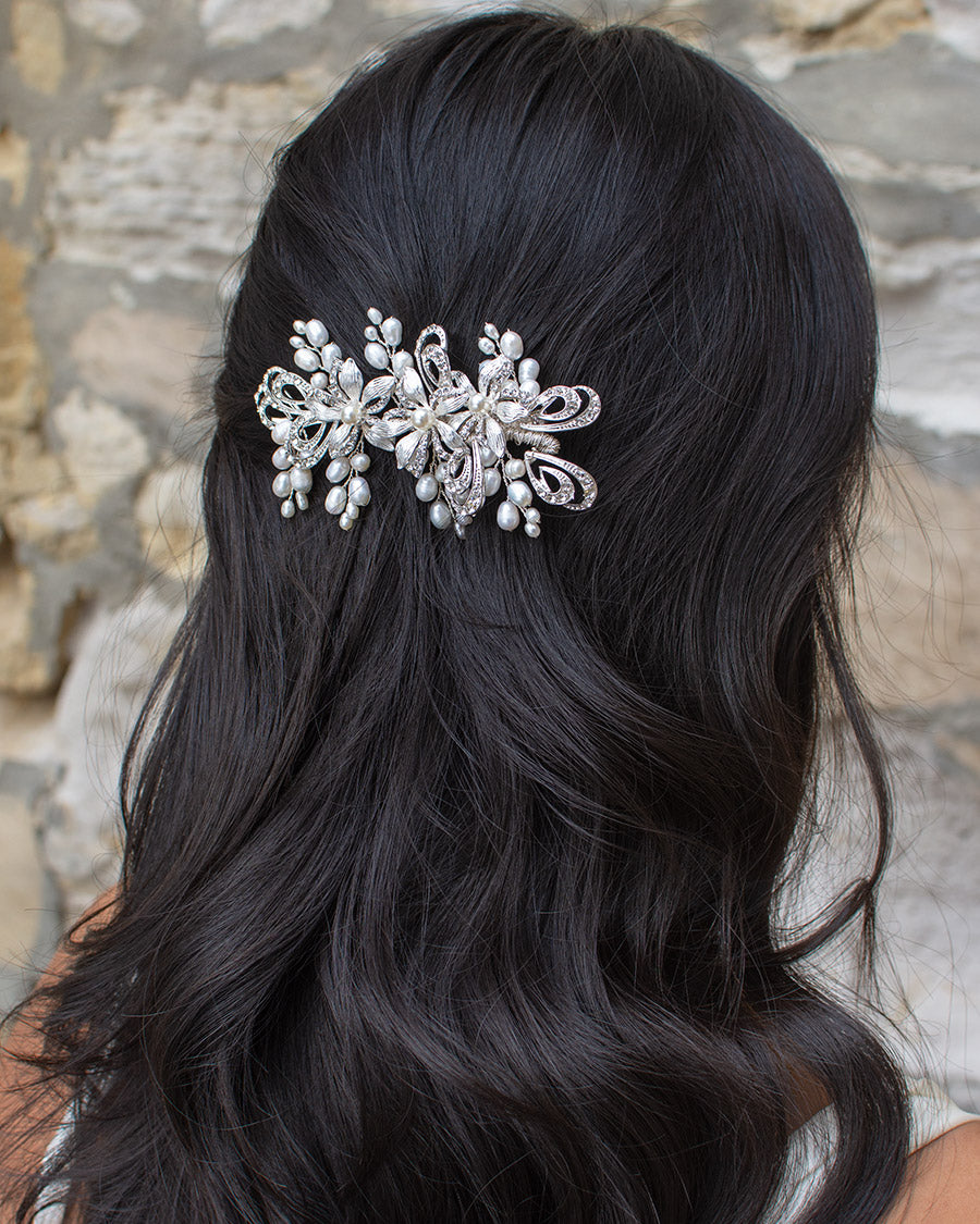 Jasmine Sidepiece silver bridal comb — alternate view 2