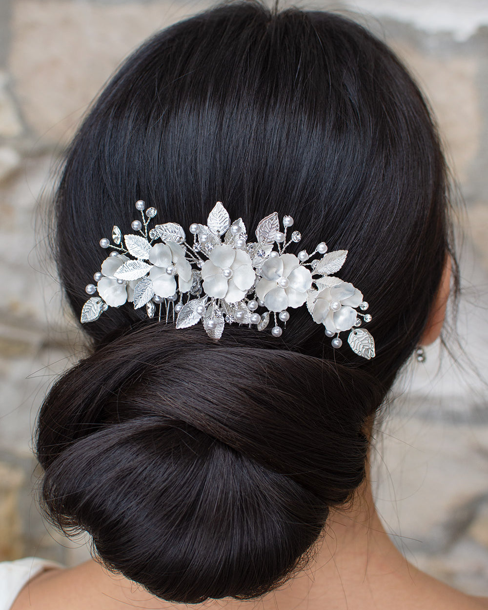 Ava white on silver bridal comb by Windsor Bridal Jewellery