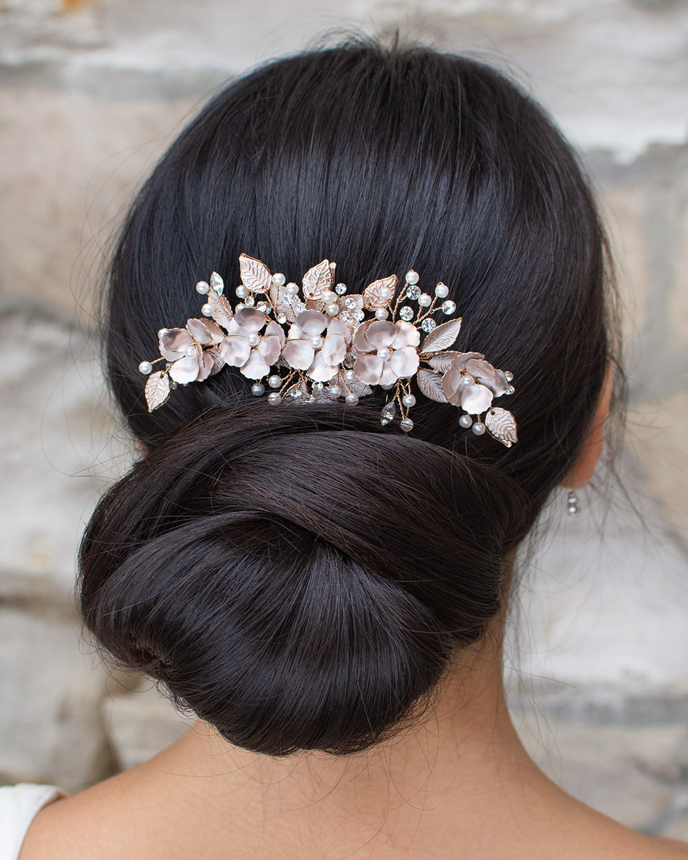Ava rose gold bridal comb — alternate view 2