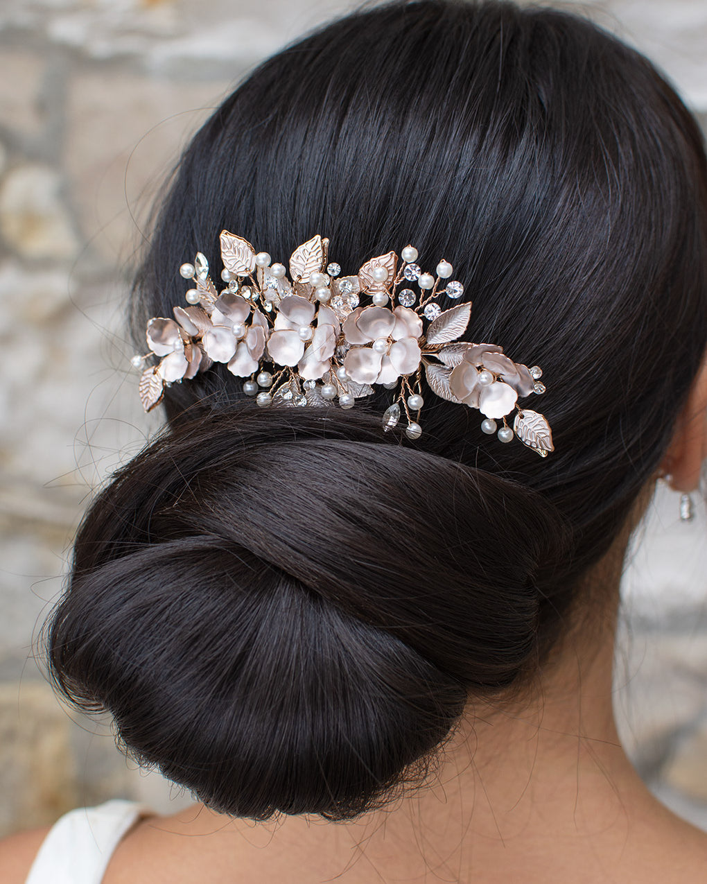 Ava rose gold bridal comb — alternate view 3