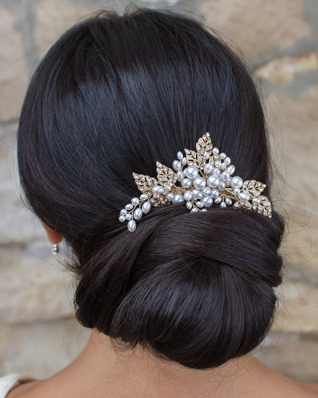 Karina Gold Bridal Hair Comb with Pearls and Crystals — alternate view 4
