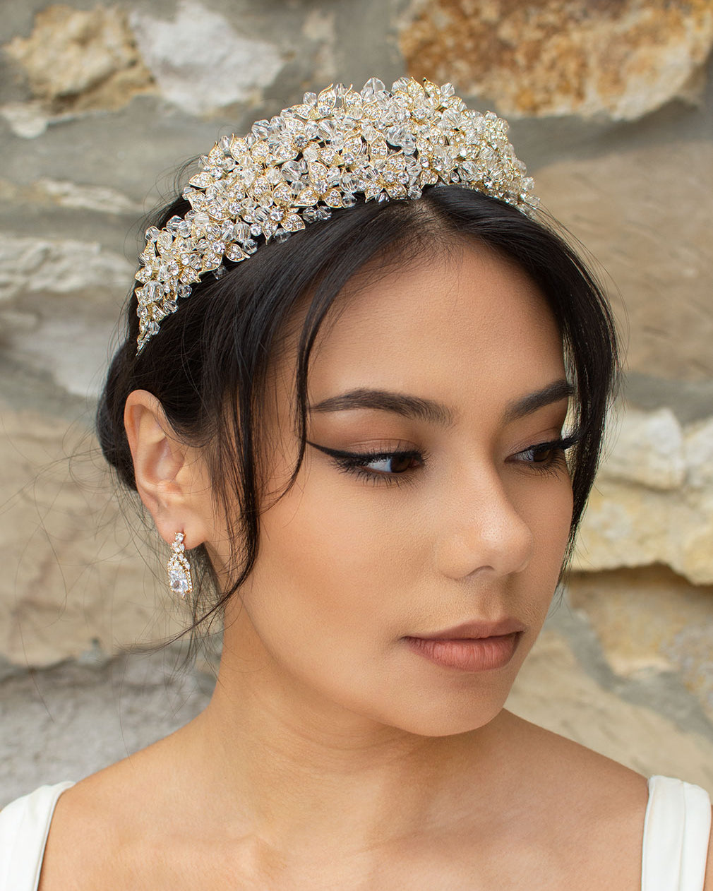Edwina Double gold bridal crown — alternate view 2