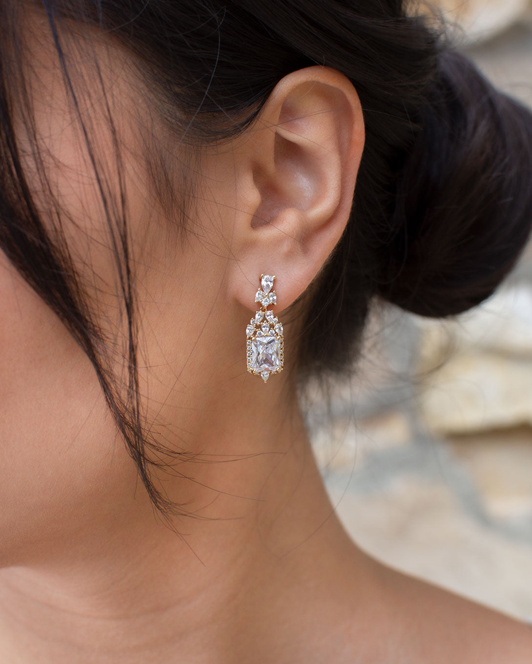 Lena Gold earrings by Windsor Bridal Jewellery