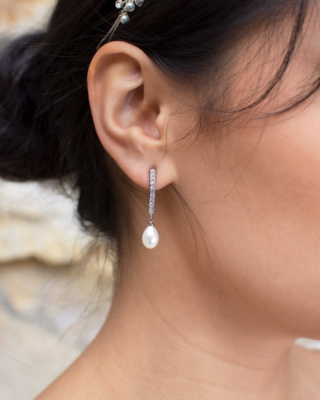 Audelia silver bridal earrings by Windsor Bridal Jewellery