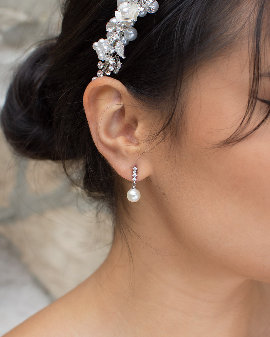 Colette silver bridal earrings — alternate view 2