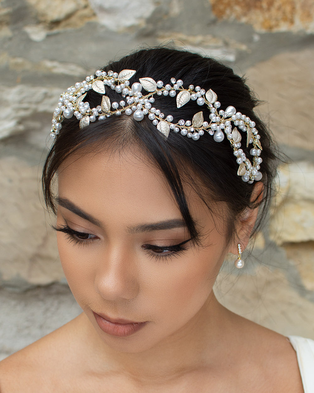 Kylie Pale Gold bridal headband — alternate view 2