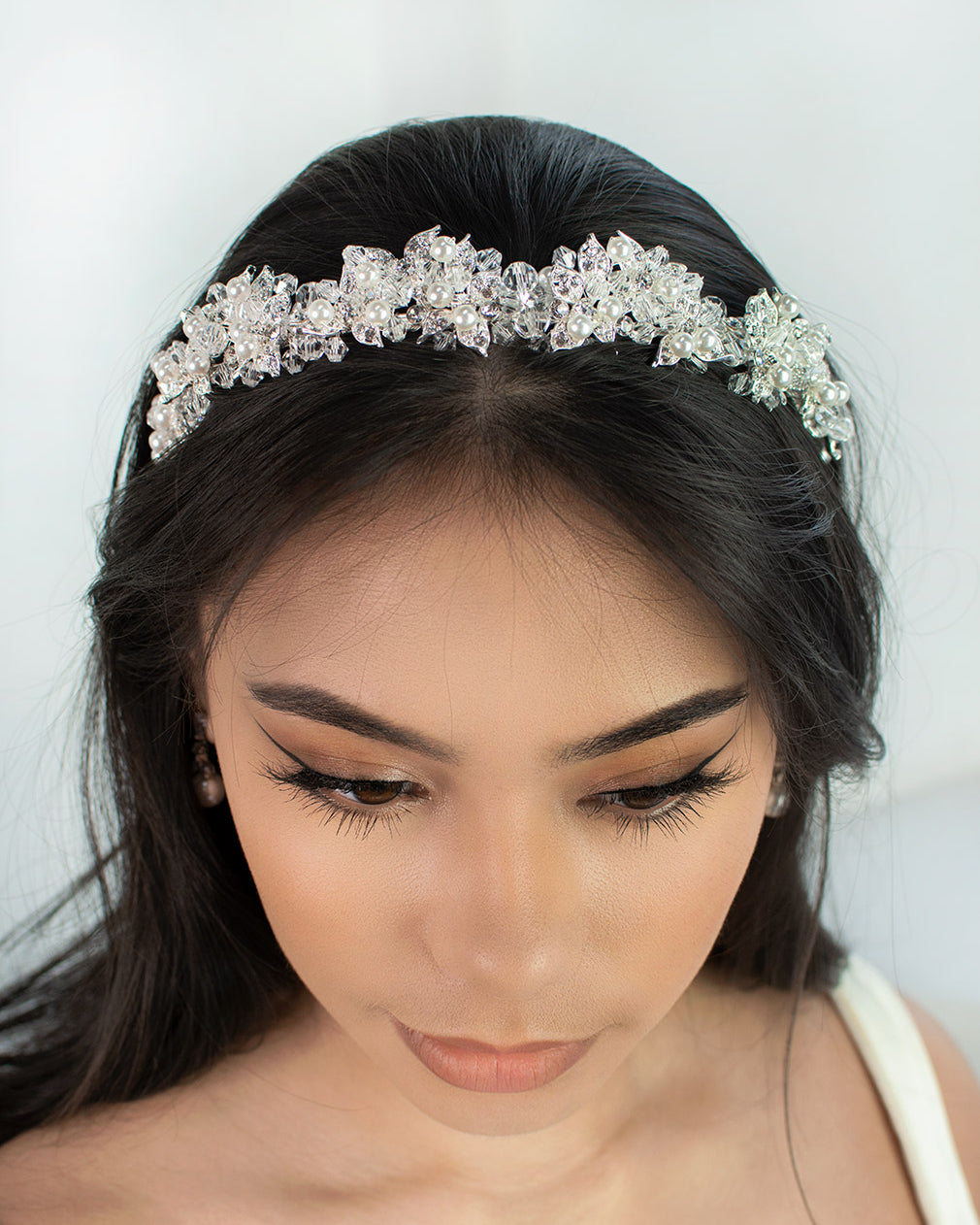 Edwina Silver Pearl bridal crown — alternate view 2