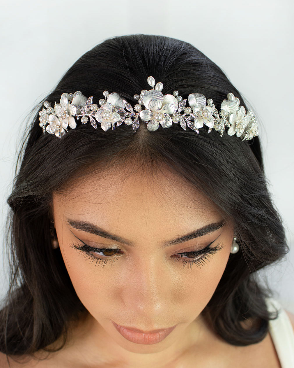 Louise Silver Pearl bridal crown — alternate view 4