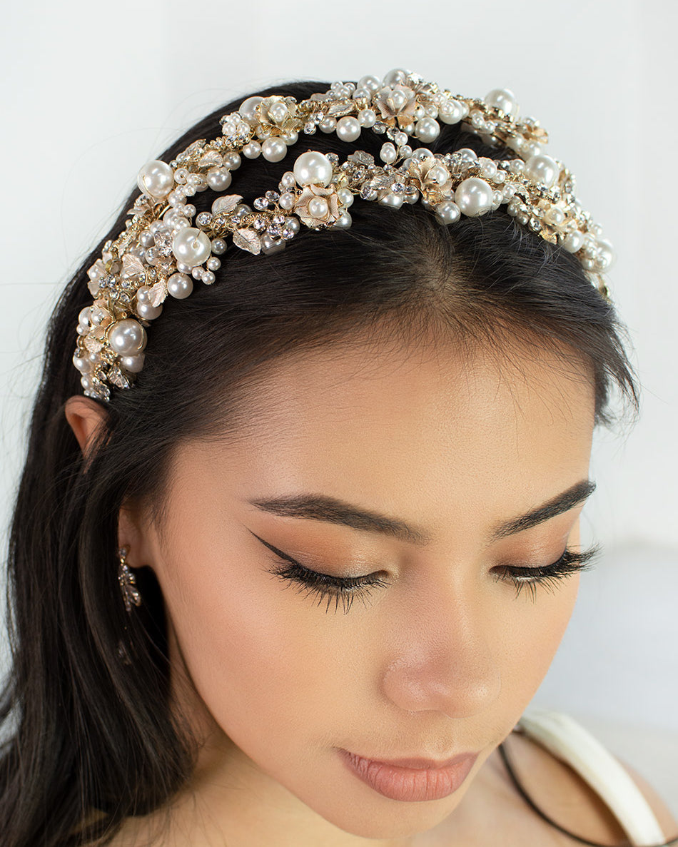 Stella Double Gold bridal headband — alternate view 2