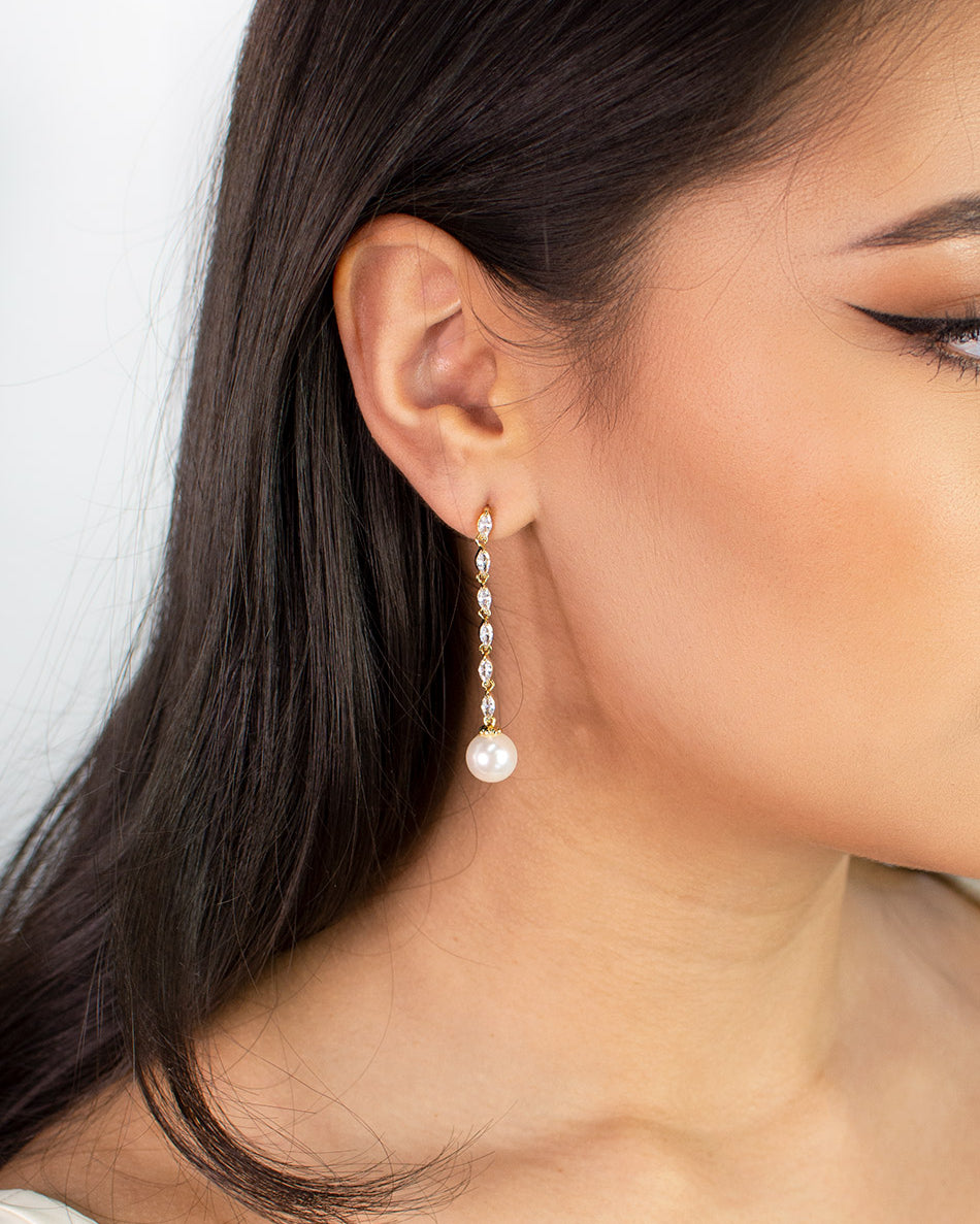 Miley Gold bridal earrings — alternate view 5