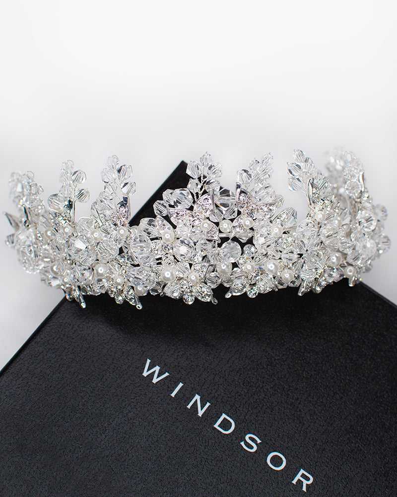 Francesca Silver with Pearl crown by Windsor Bridal Jewellery