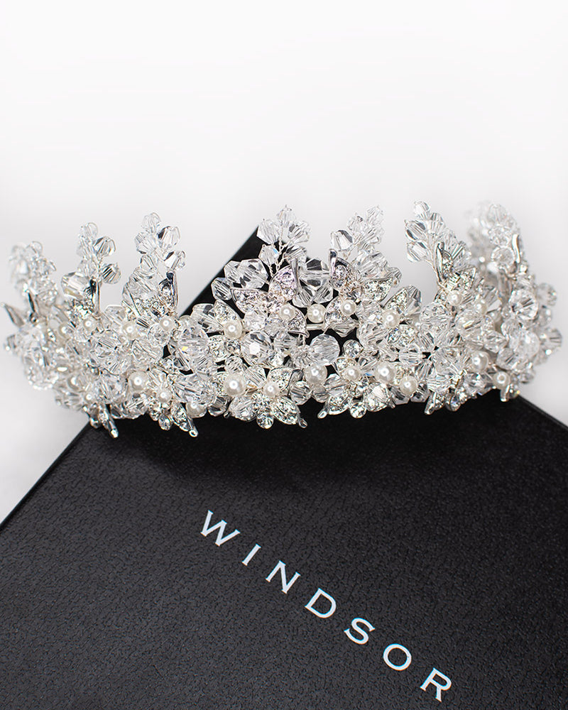 Francesca Silver with Pearl bridal crown — alternate view 2