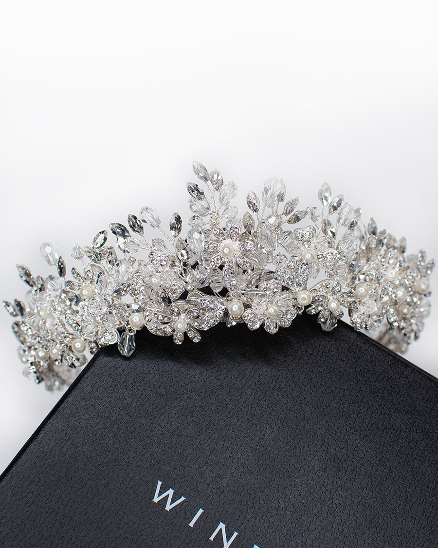 Maria Silver with Pearl bridal crown — alternate view 2