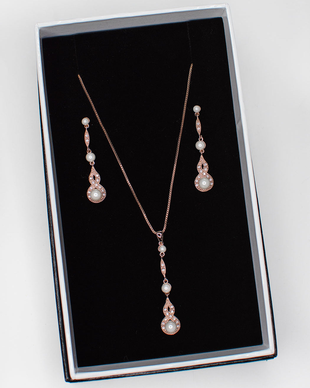 Lorelai Rose Gold necklace and earring set — alternate view 3