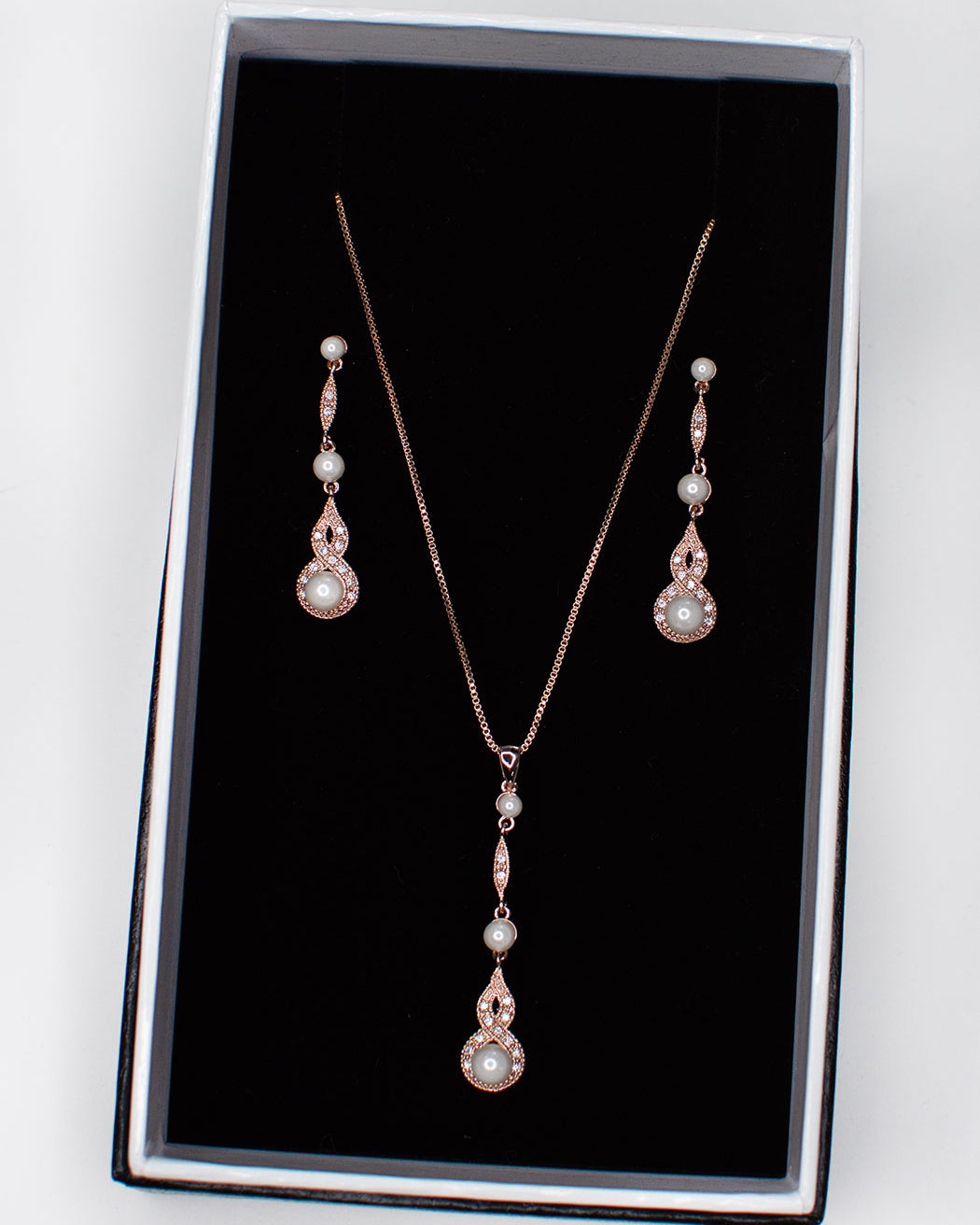 Lorelai Rose Gold necklace and earring set — alternate view 4