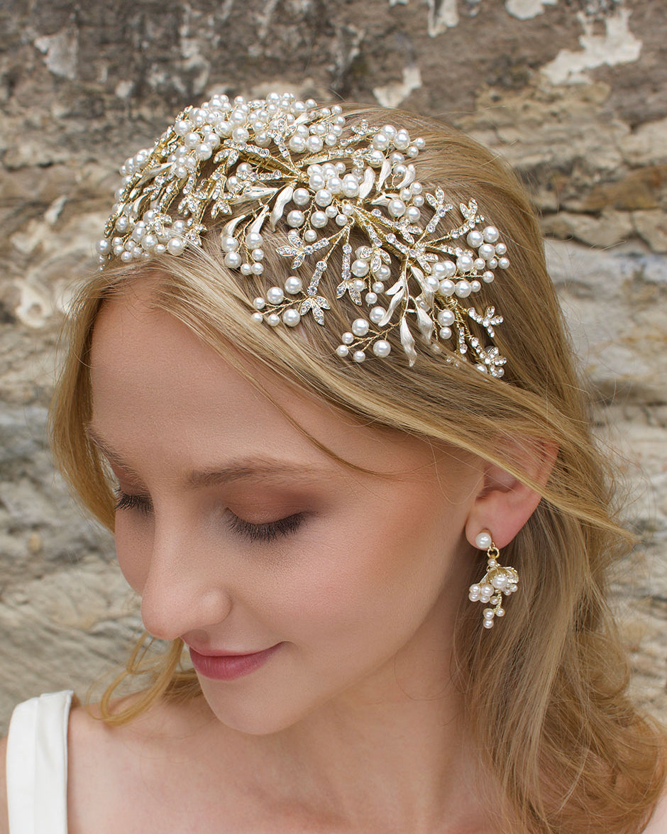 Alessandra Gold headband by Windsor Bridal Jewellery