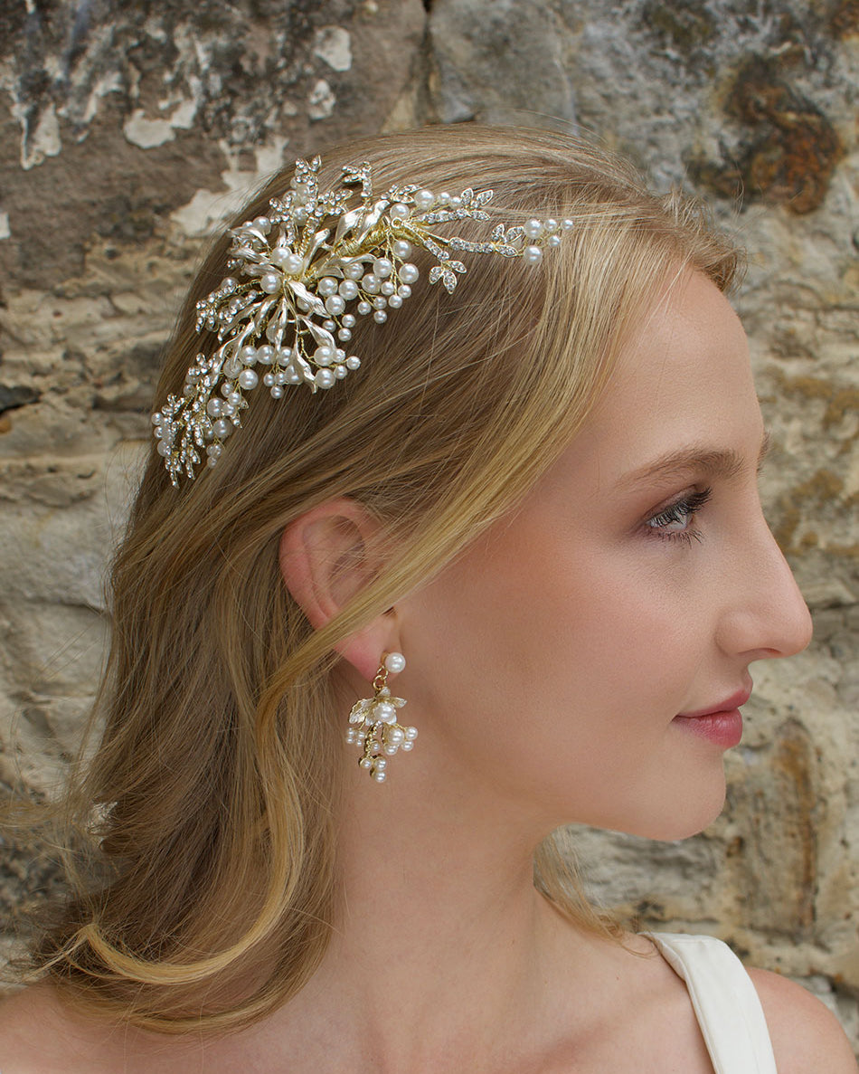 Alessia Gold bridal comb — alternate view 2