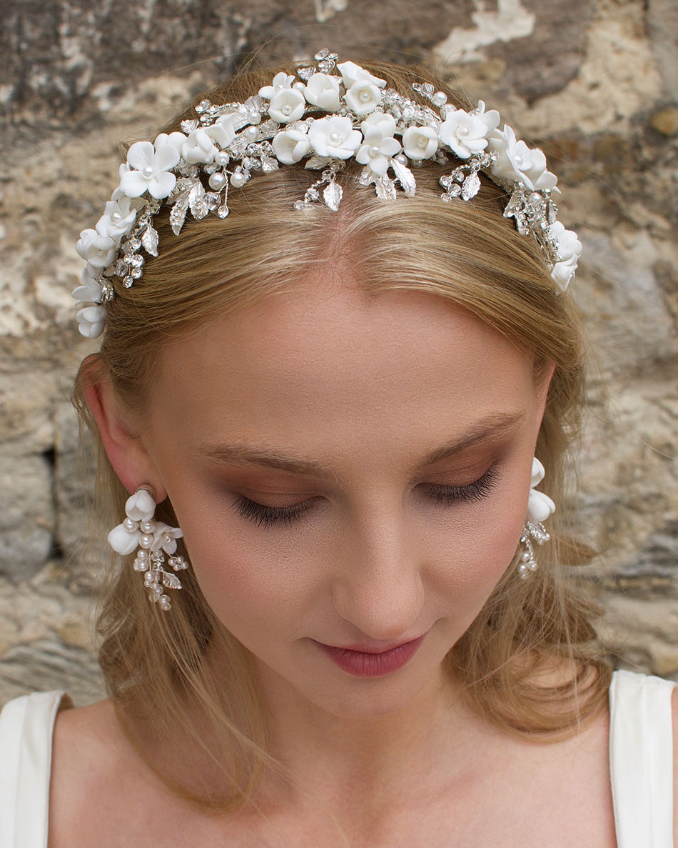 Primrose Silver bridal headband — alternate view 2