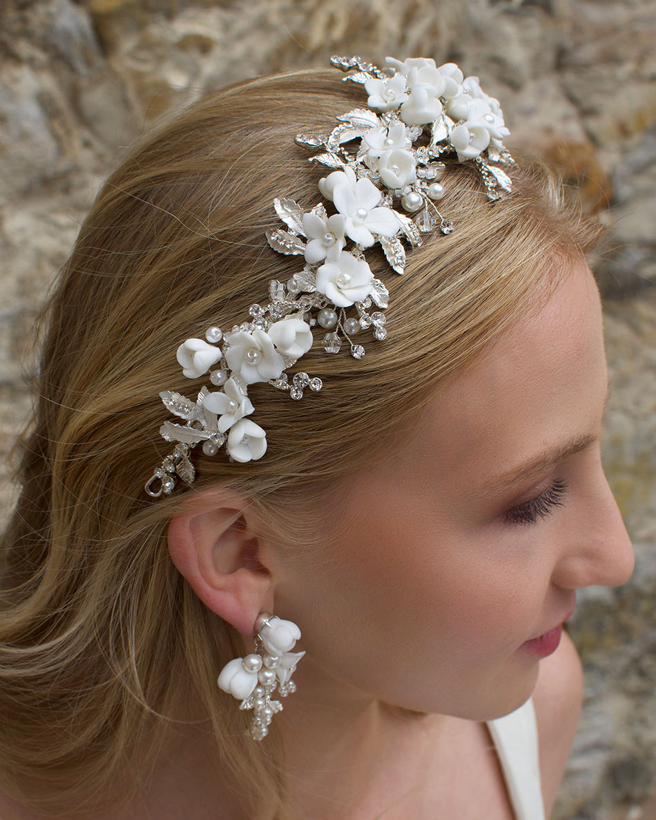 Primrose Silver bridal headband — alternate view 3