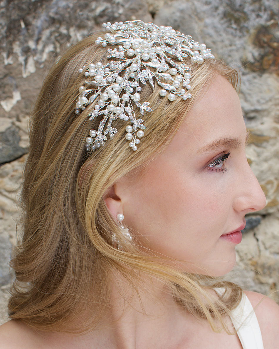 Alessandra Silver bridal headband — alternate view 2