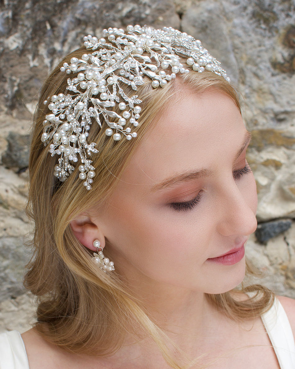 Alessandra Silver bridal headband — alternate view 3