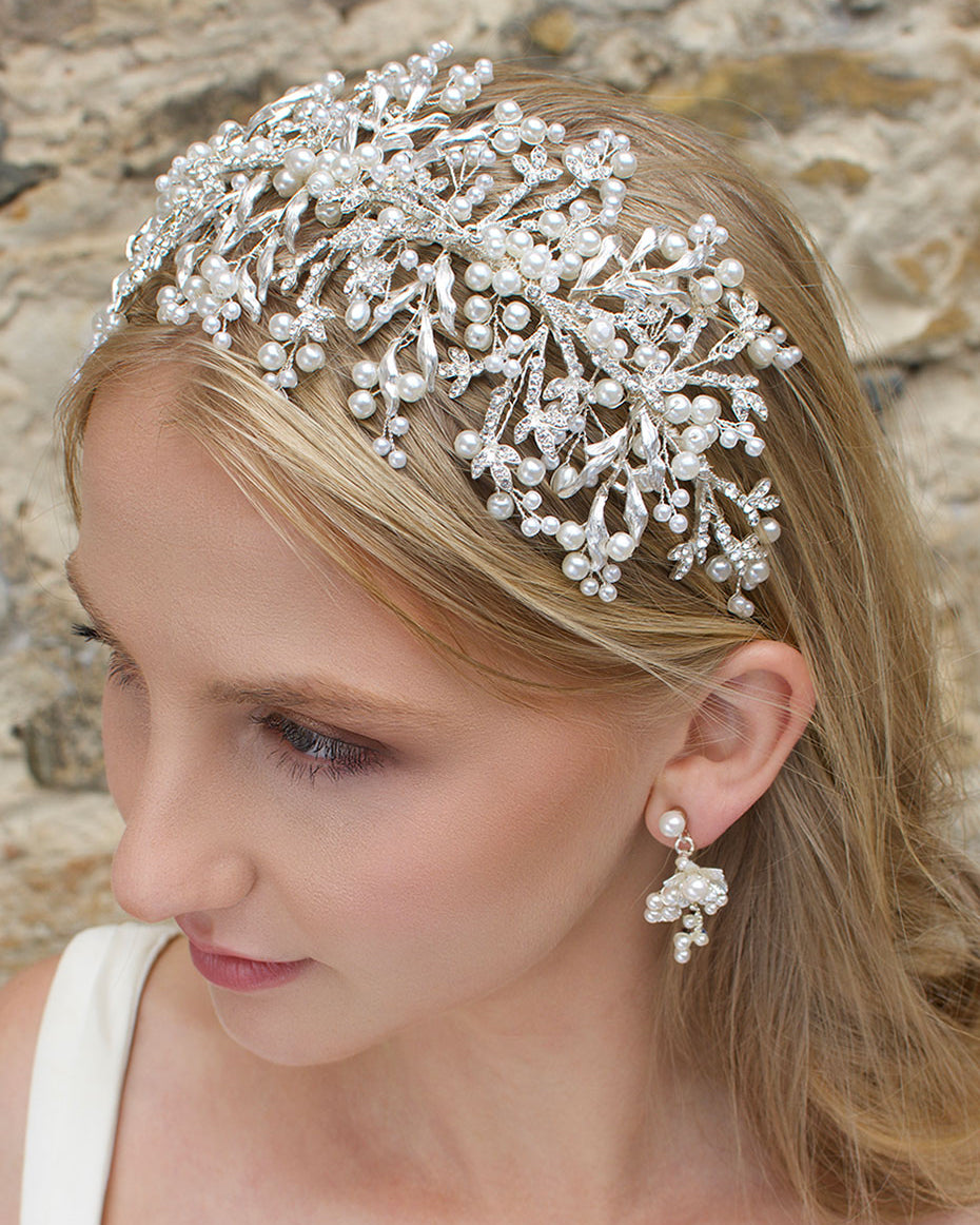 Alessandra Silver bridal headband — alternate view 4