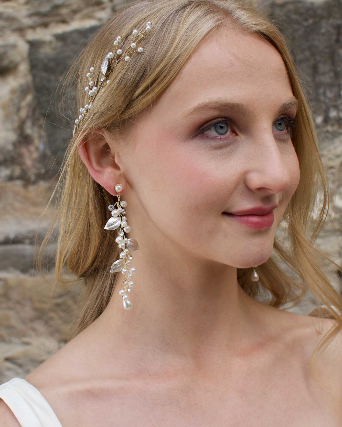 Juliet Silver bridal earrings — alternate view 2