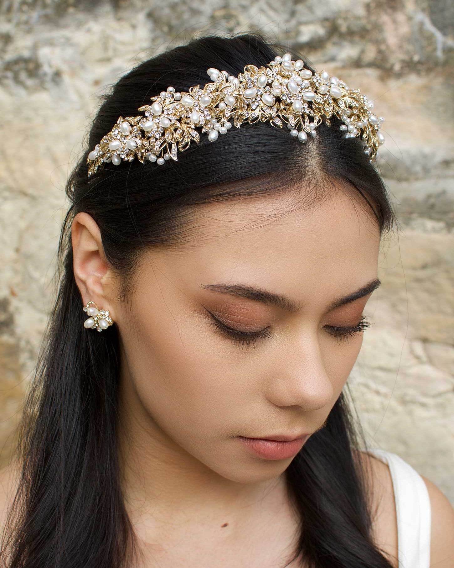 Caroline Gold bridal crown — alternate view 2