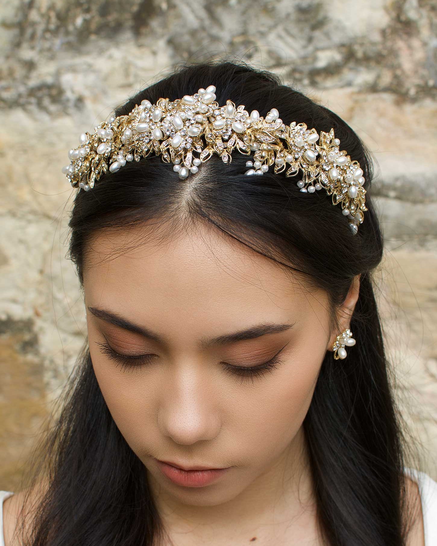 Caroline Gold bridal crown — alternate view 3