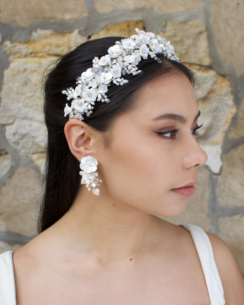 Aurelia silver bridal earrings by Windsor Bridal Jewellery