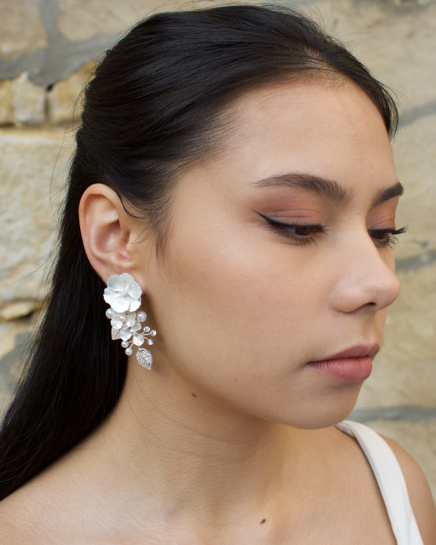 Aurelia silver bridal earrings — alternate view 2