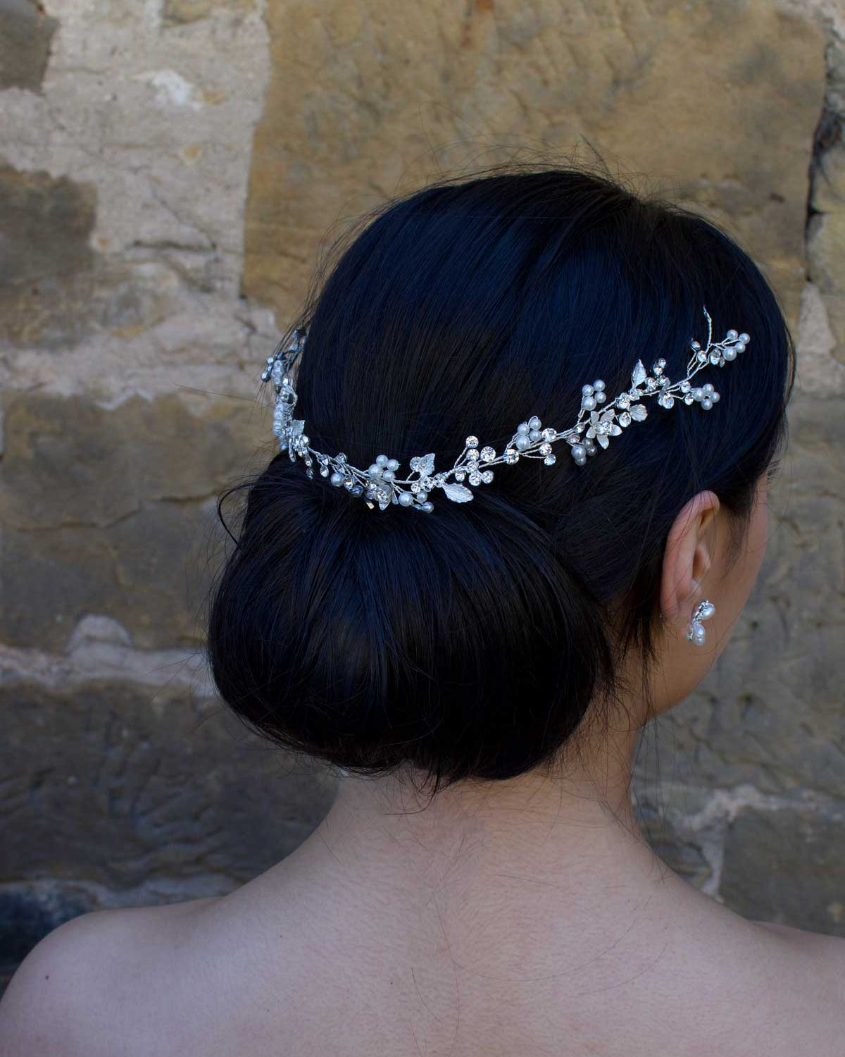 Carmella Silver one row Bridal Hair Vine by Windsor Bridal Jewellery