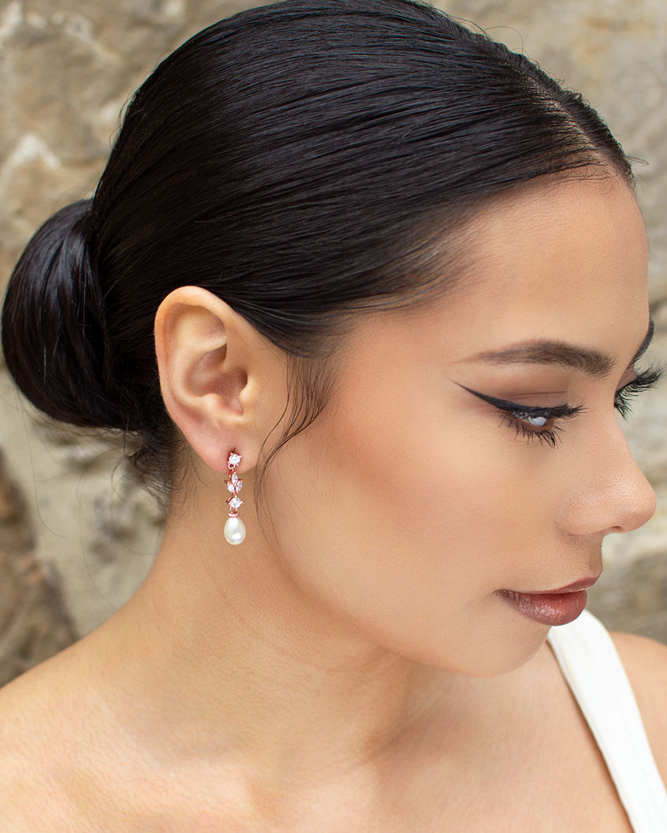 Tara Rose Gold bridal earrings — alternate view 3