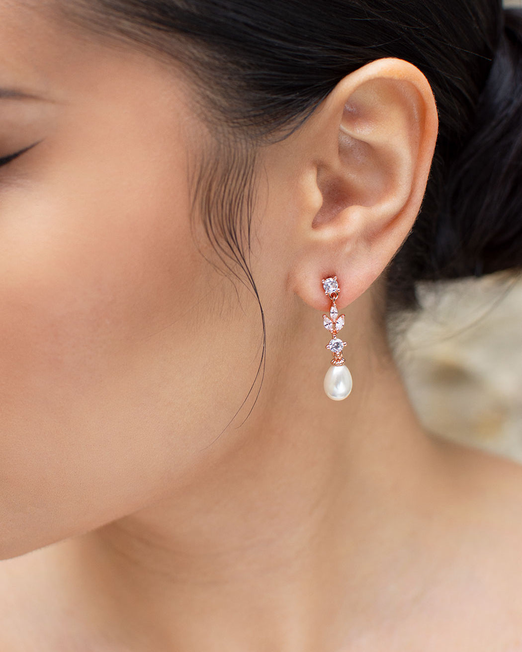 Tara Rose Gold earrings by Windsor Bridal Jewellery