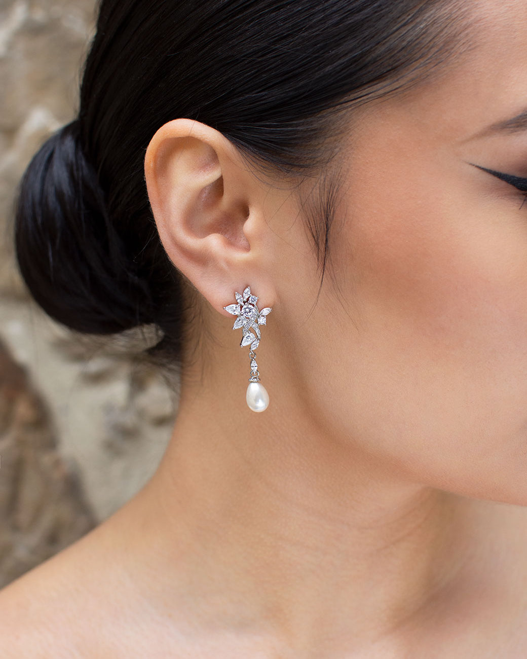 Inessa Silver bridal earrings — alternate view 2