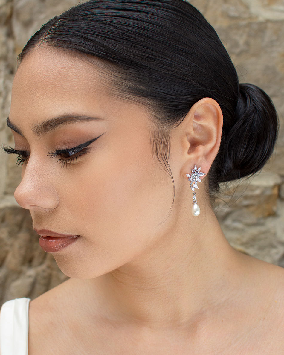 Inessa Silver bridal earrings — alternate view 3