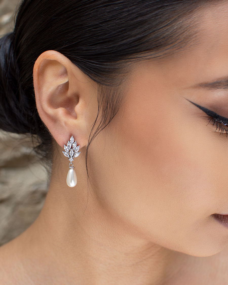 Carla Silver bridal earrings — alternate view 2