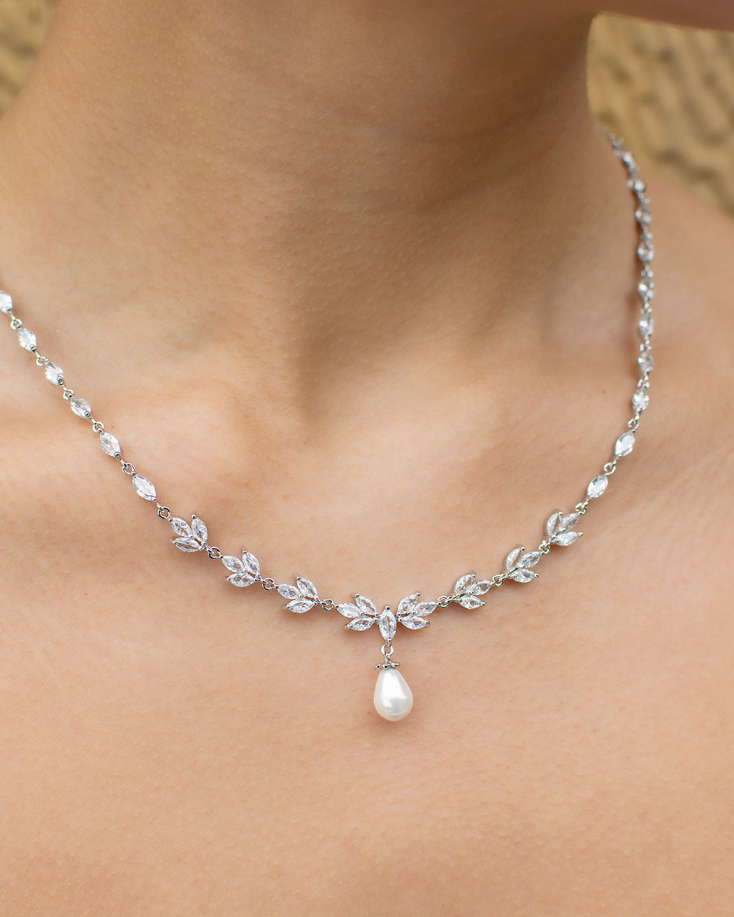 Leah Silver bridal necklace — alternate view 3