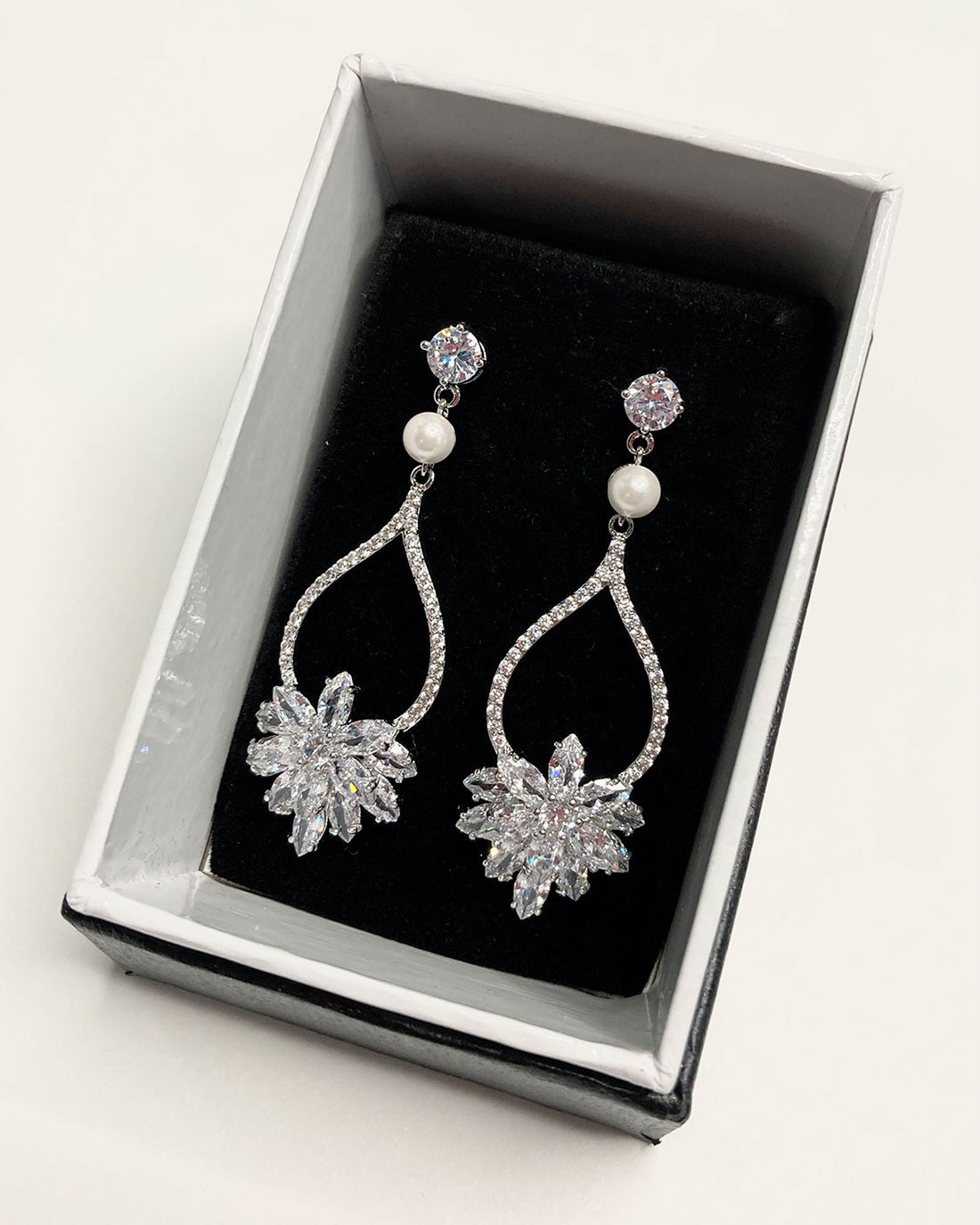 Addison Silver bridal earrings — alternate view 2