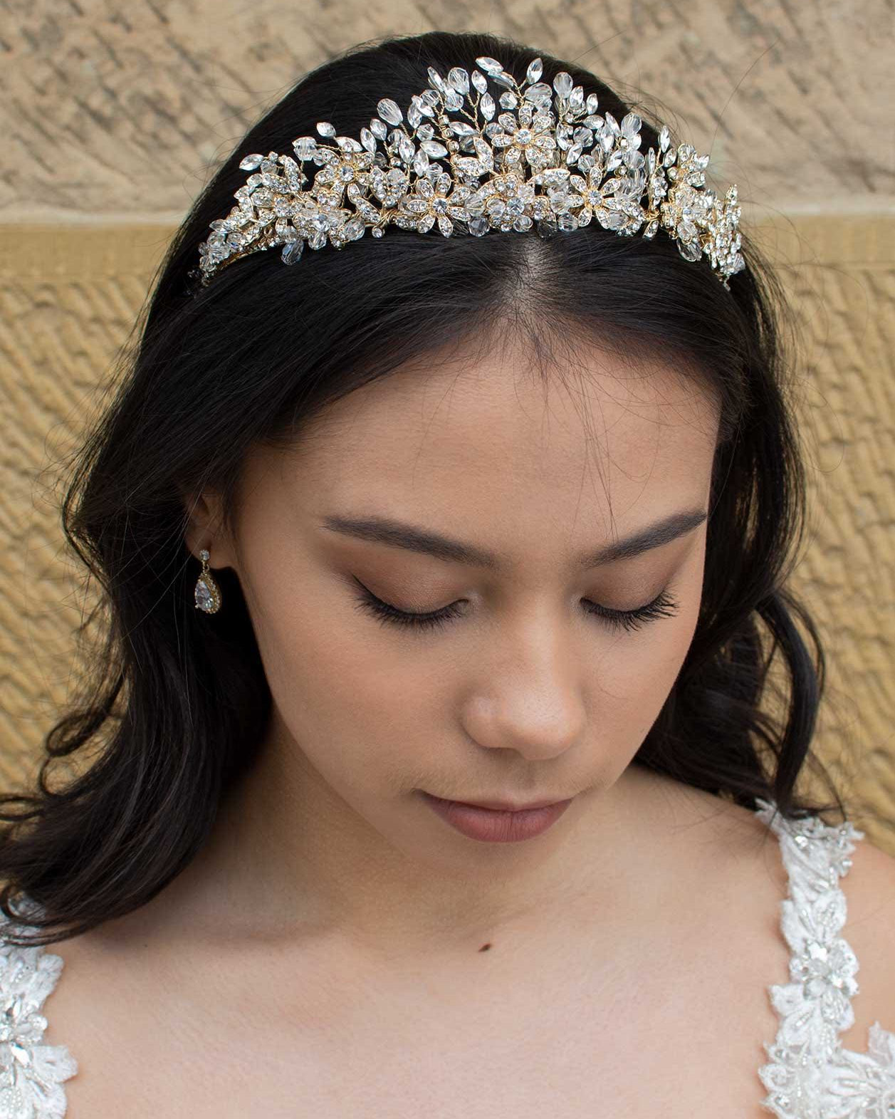 Maria gold bridal crown by Windsor Bridal Jewellery
