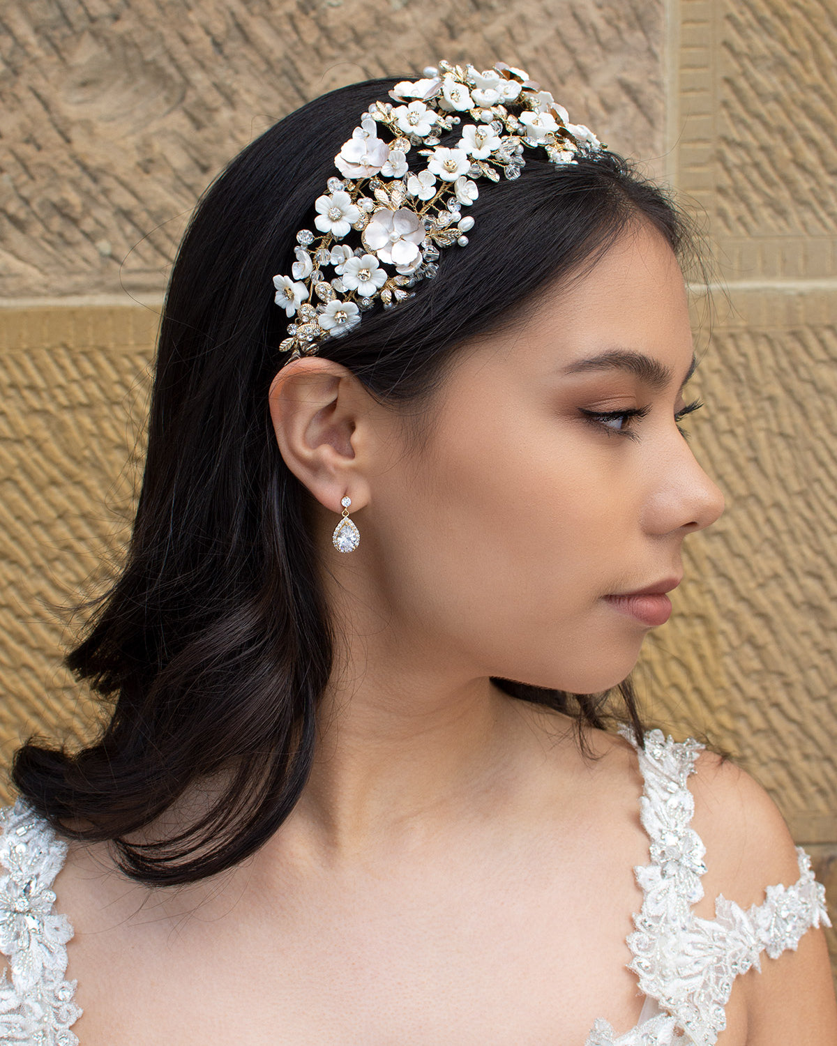 Ophelia Gold bridal headband — alternate view 2
