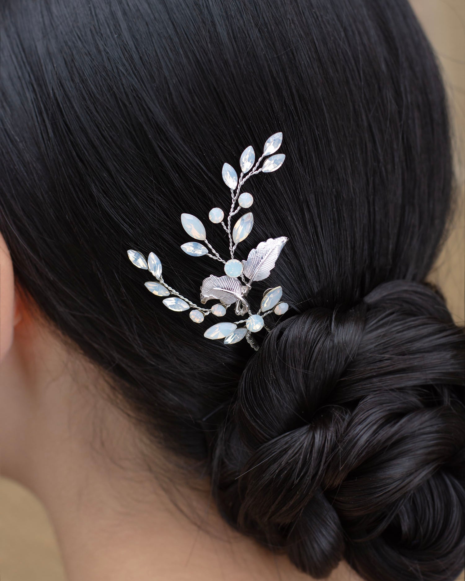 Lina silver bridal hair pin — alternate view 2