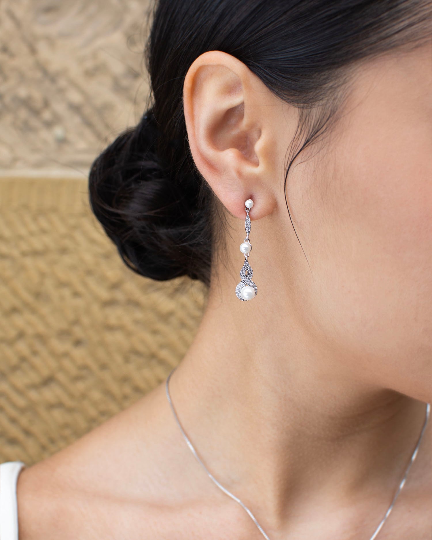 Lorelai Silver necklace and earring set — alternate view 3